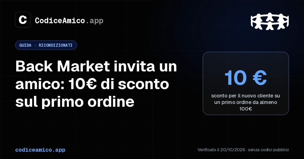 Immagine per Codice sconto Back Market: invita un amico e 10€ di sconto
