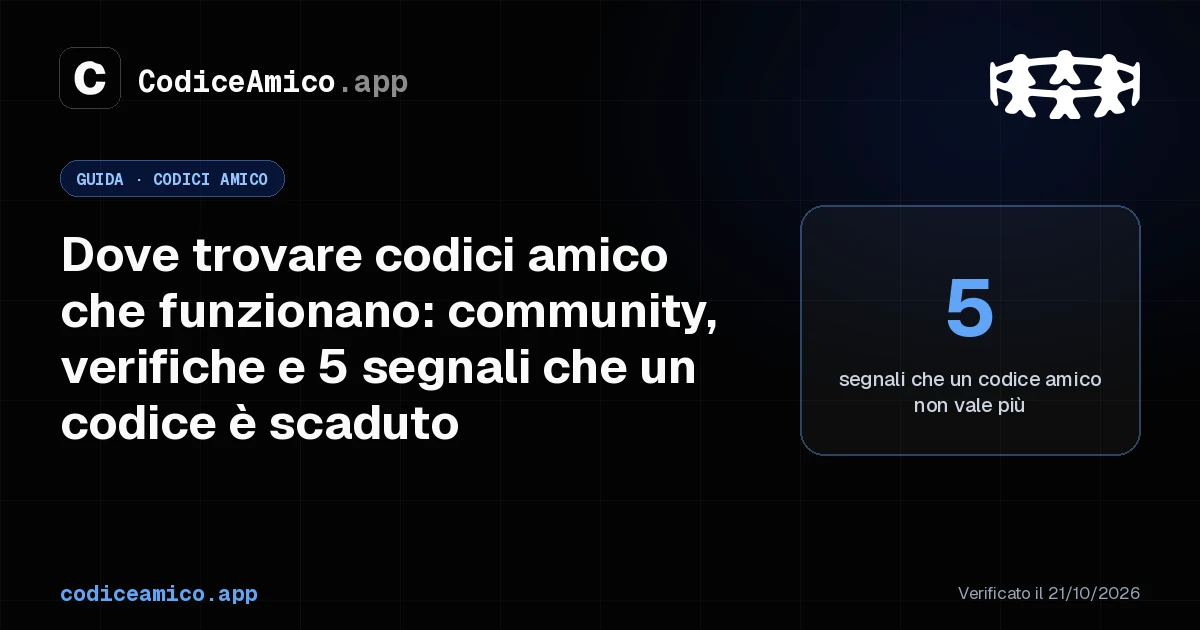 Immagine per Dove trovare codici amico che funzionano: community, verifiche